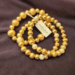 Park Lane Gold and Cream Beaded Bracelet Set
